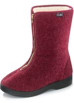 Warme damespantoffels, breedte H, met rits BORDEAUX