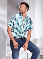 Geruit overhemd met borstzakje in 2 kleuren GR&Uuml;N-BLAU-WEISS KARIERT