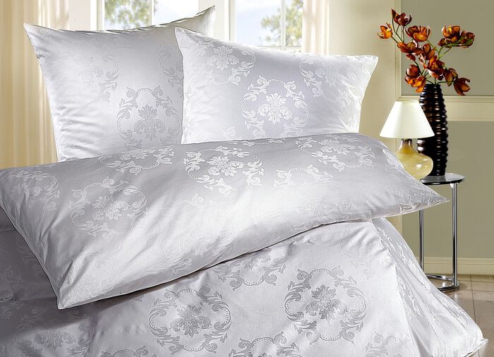 Beddengoedset van mako-brokaat-damast WIT
