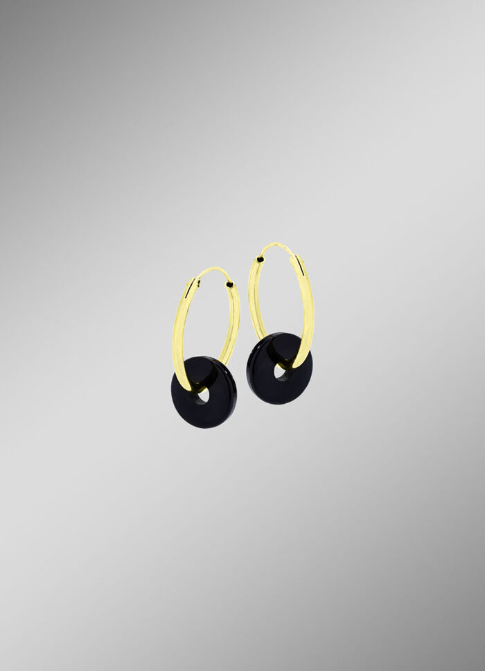 Eenvoudige oorringen met echte onyx 