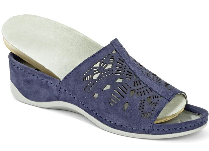 Mubb muiltjes met antieke perforaties BLAUW