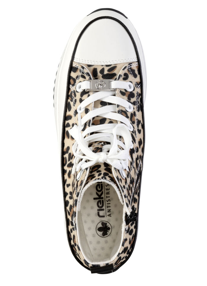 Rieker veterlaarsje in luipaardprint of denimstijl BRUIN-ZWART-WIT