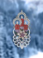 Raamdecoratie Kersenglans van kantwerk uit Plauen 