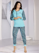 Pyjama met lange mouwen, knoopsluiting en manchetten 