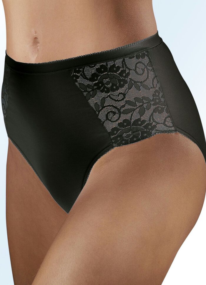 Set van zes slips met elastische kantafwerking 3X WIT, 3X ZWART