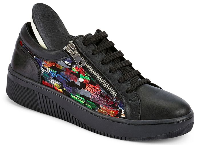 Gemini veterschoenen met moderne print ZWART