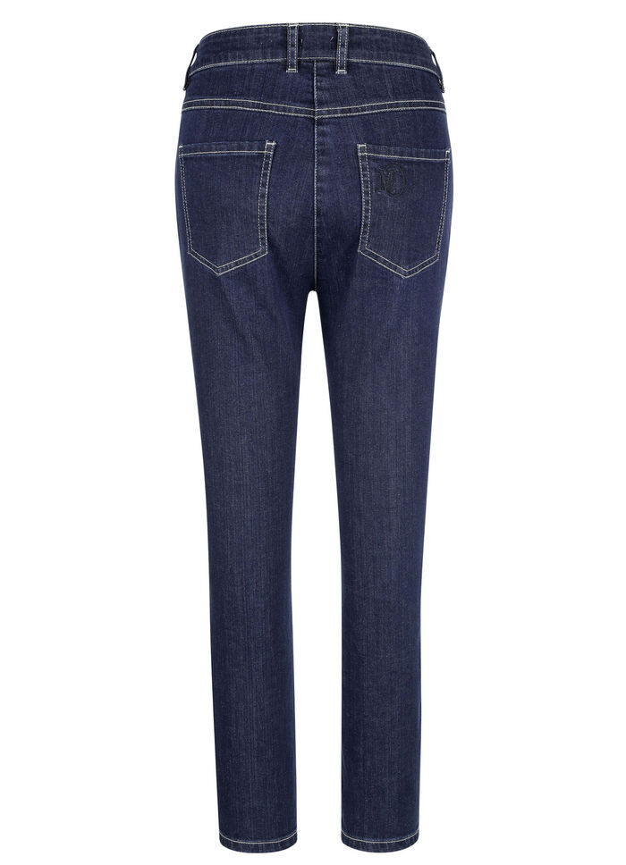 Enkellange jeans in 5-pocketmodel DONKERBLAUW