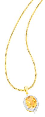 Kettinghanger met echte citrien en diamanten 