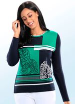 Trui met bloemenjacquarddessin 