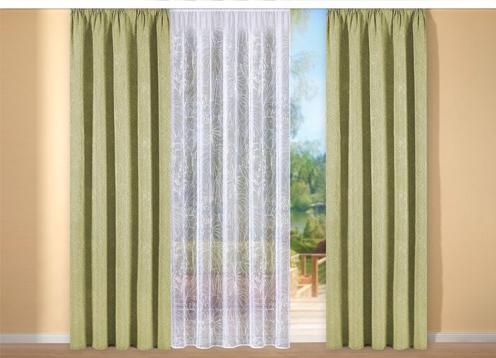 Prachtig gordijn met geborduurd ontwerp GROEN