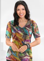 Fijngebreide trui TERRA-GROEN-VEELKLEURIG