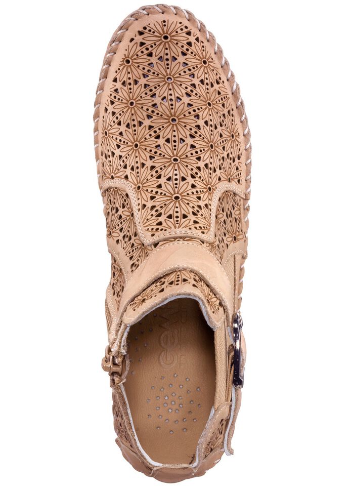 Gemini, zomer enkellaarsjes voor dames, breedte G, met uitneembaar voetbed TAUPE