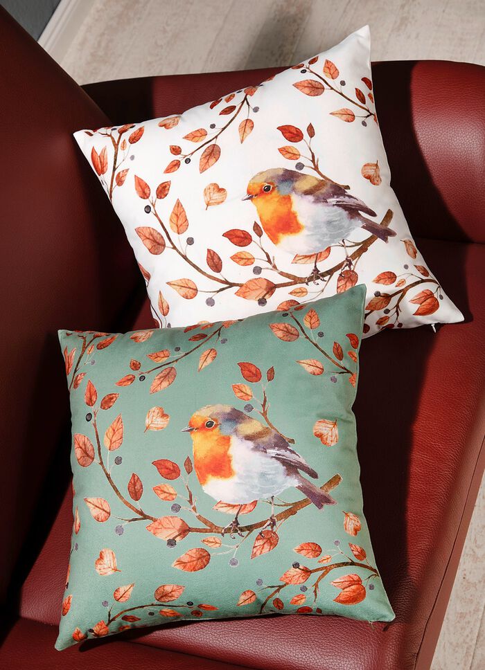 Kussenhoes met vogel op tak motief 