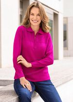 Trui met verlengde structuurstrepen FUCHSIA