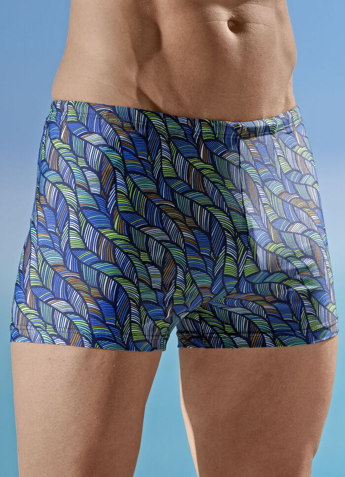 Schwab zwembroek in een langere boxy vorm, all-over design 