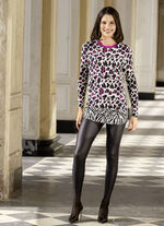 Lang shirt met contrasterende manchetten in 2 kleuren MAGENTA