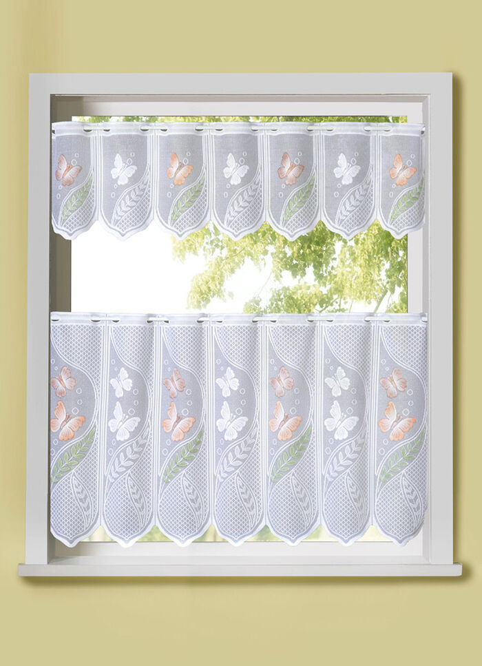 Jacquard kort gordijn met vlindermotief GEKLEURD