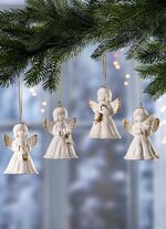 Porseleinen bel engelen, set van 4 
