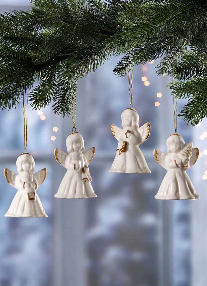 Porseleinen bel engelen, set van 4 