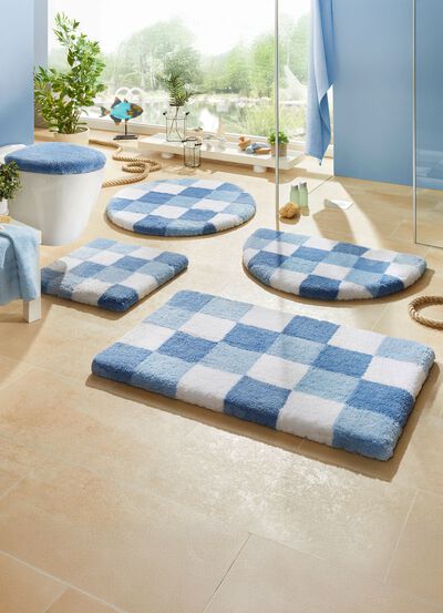 Badkameraccessoireset met schaakbordpatroon 