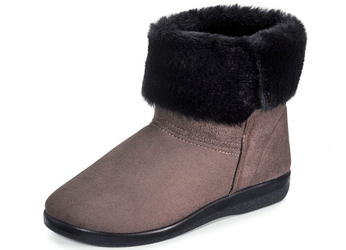 Laurina huis enkellaarsjes met zwarte pluche kraag 