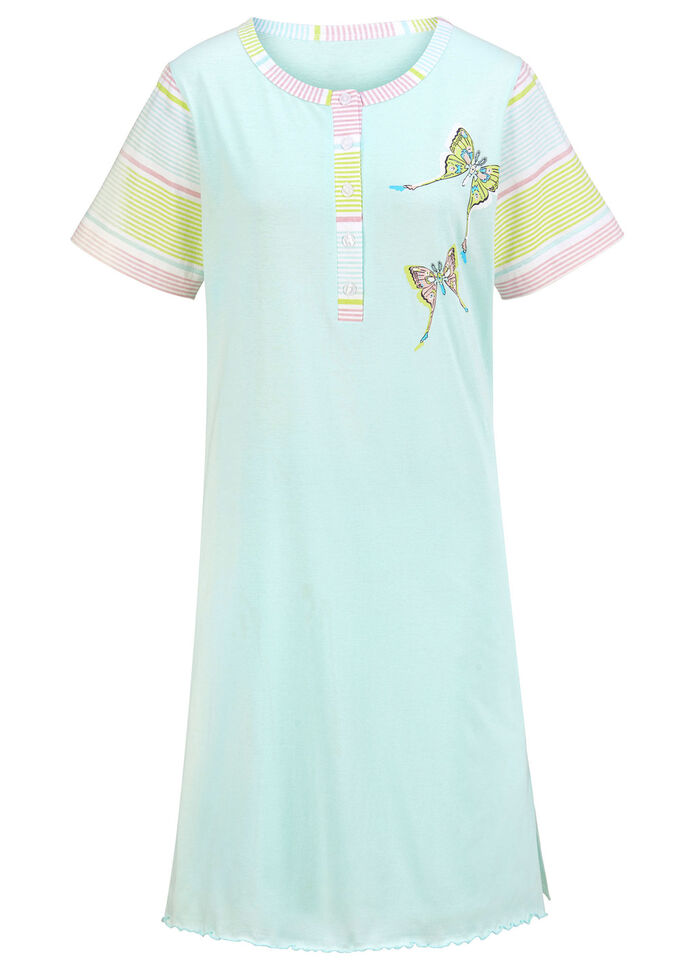 Set van twee nachthemden, met korte mouwen en knoopsluiting ROZE/MINT