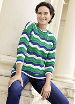 Trui met golf- en strependesign GRÜN-ROYALBLAU-WEISS