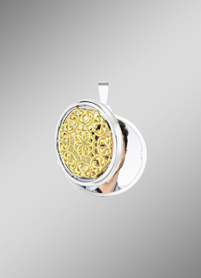 Filigraan medaillon om te openen in tweekleurig 