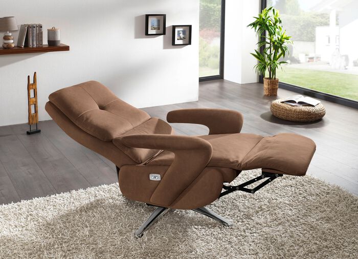 Comfortabele relaxfauteuil met hoogwaardige textielbekleding BRUIN