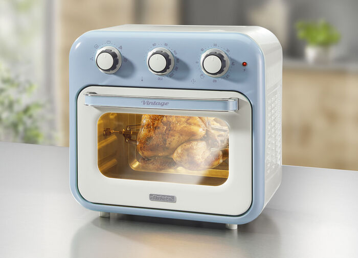 Ariete 2-in-1 heteluchtoven in vintage design BLAUW
