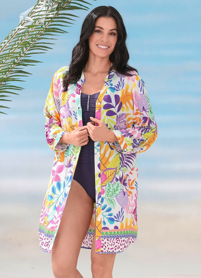 Lange blouse met lange mouwen en randprint 