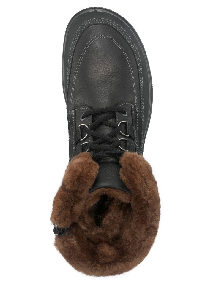 Veterlaarsjes met voering van echt lamsleer ZWART