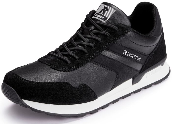 Sneakers met veters en uitneembaar voetbed van textiel ZWART