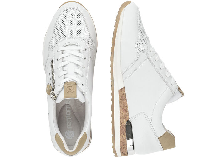 Remonte sneakers met decoratieve perforaties eronder WIT-ZAND