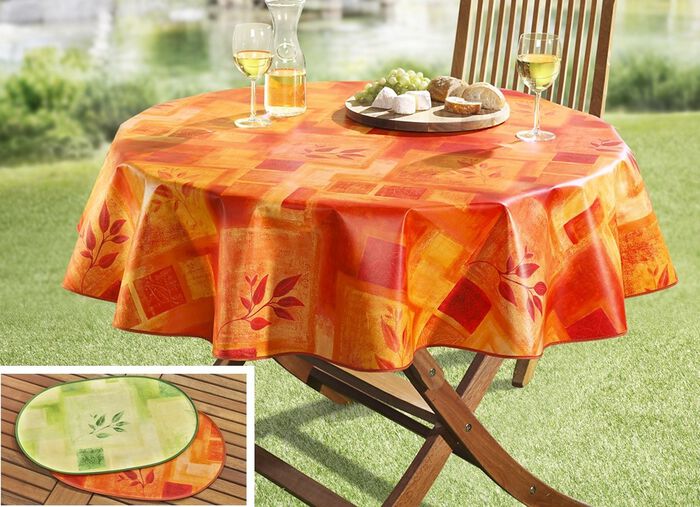 Tafelzeilserie met op kleur afgestemd biaisband. 