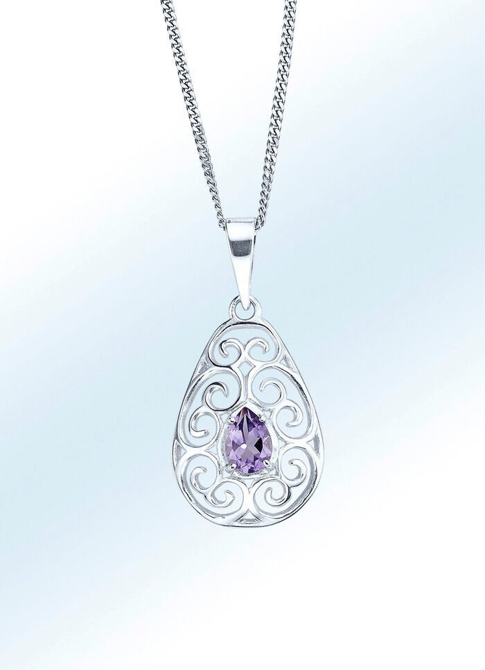 Kettinghanger met schakelketting en echte amethyst 