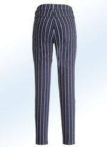 Jeans met opvallend gestreept dessin DONKERBLAUW-ECRU