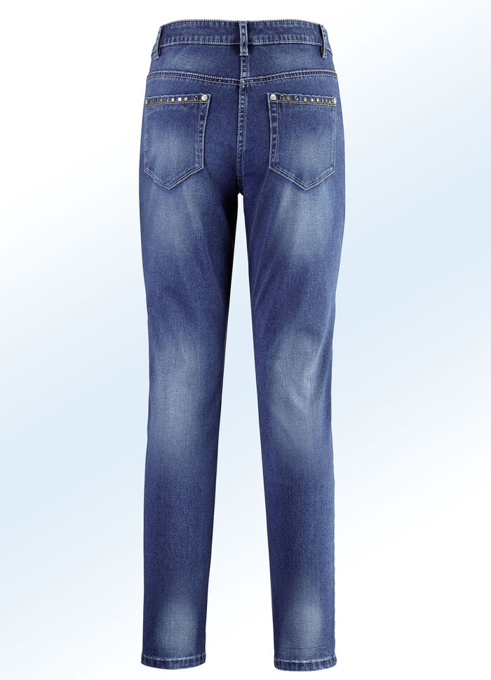 Jeans met mooie klinknagels JEANS BLAUW