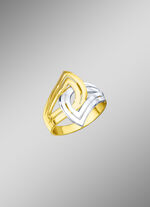 In elkaar verweven, stevige damesring in bicolor 