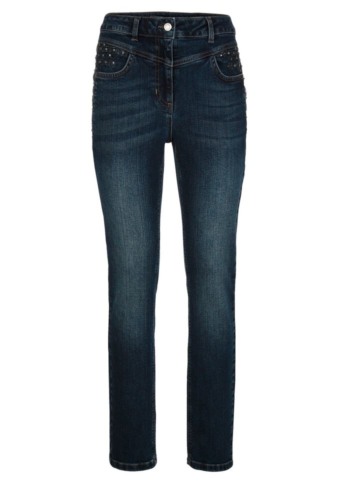 Jeans met strass steentjes en sierstiksels 