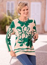 Shirt met flatlocknaden in 2 kleuren GROEN-BEIGE