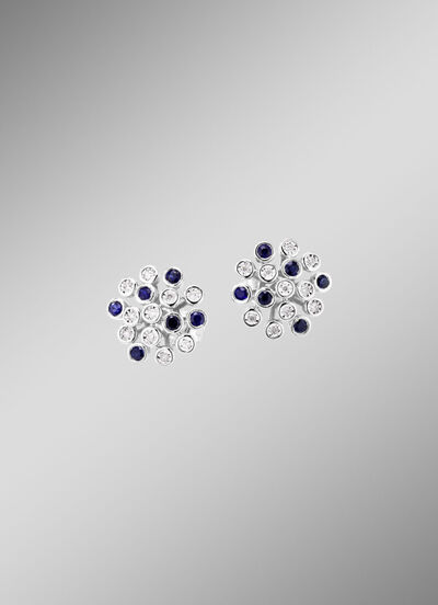 Hoogwaardige oorbellen met saffier en diamanten 