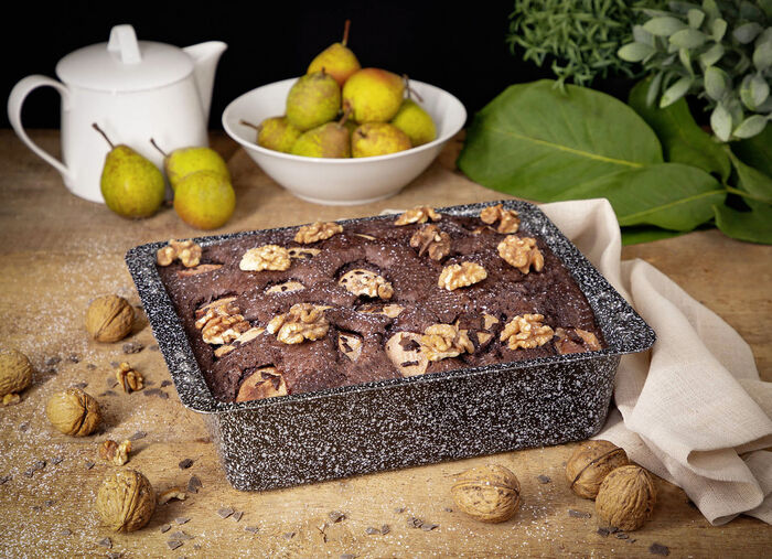 Combi-ovenschotelset in granietlook met antiaanbaklaag 