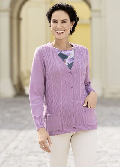 Cardigan met fijne structuurstrepen 