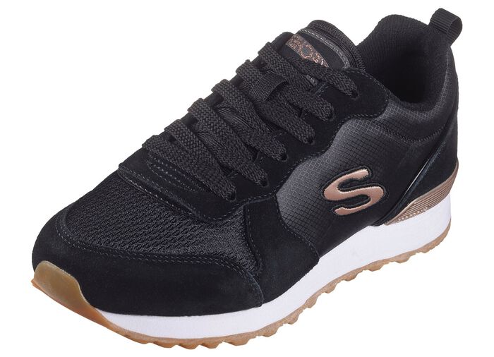 SKECHERS, sportieve damessneakers, gemaakt van leer, synthetisch materiaal en mesh 
