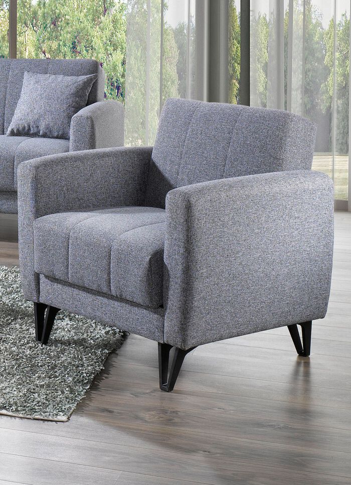 Gestoffeerd meubel met kantelfunctie dat overal in de kamer geplaatst kan worden GRIJS