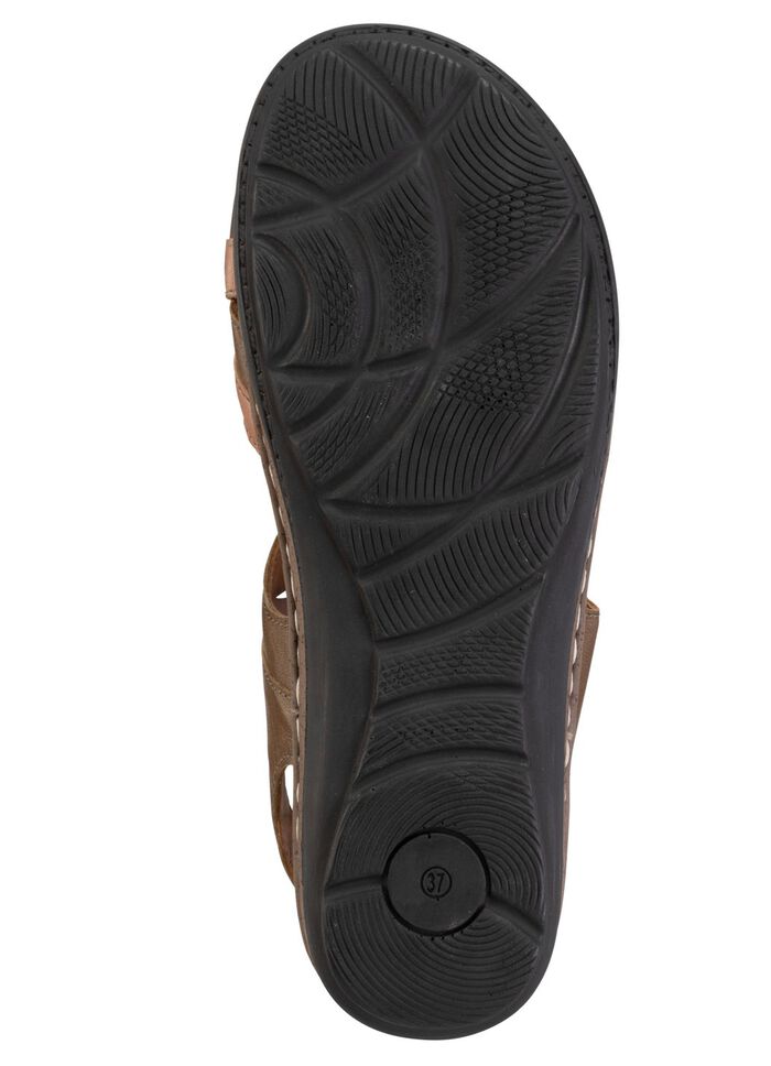 ELENA EDEN sandaal van nappaleer met contrasterende bies BRUIN