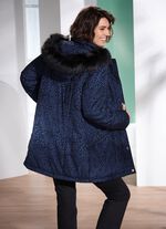 Lange jas met roofdierbontmotief 