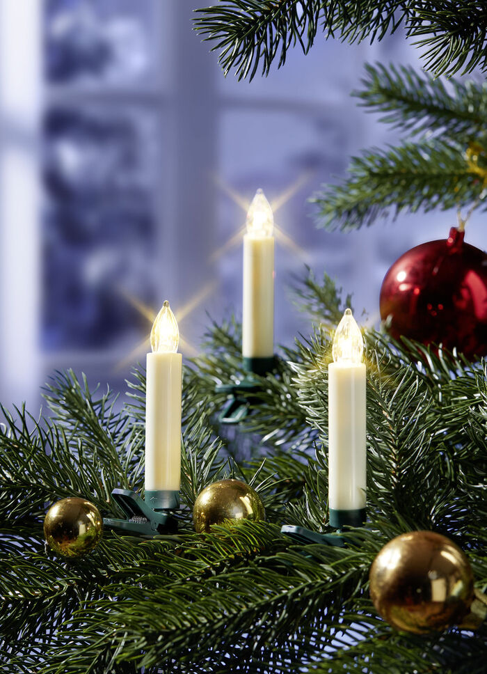 Draadloze mini-kerstboomkaarsen, 10 stuks. 