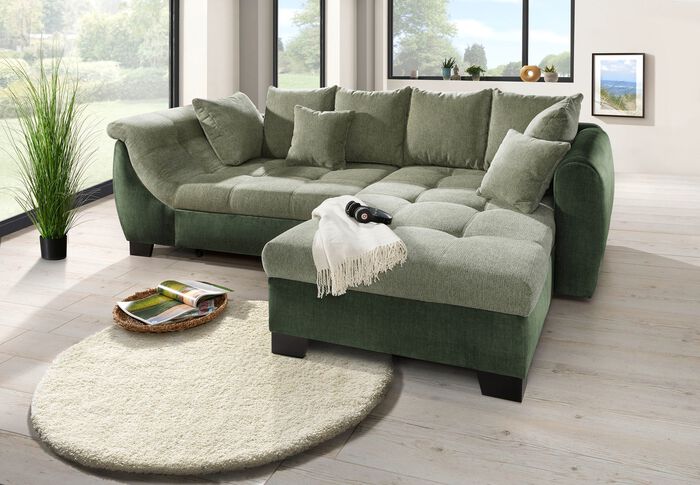 Comfortabel gestoffeerde hoek met bedfunctie 